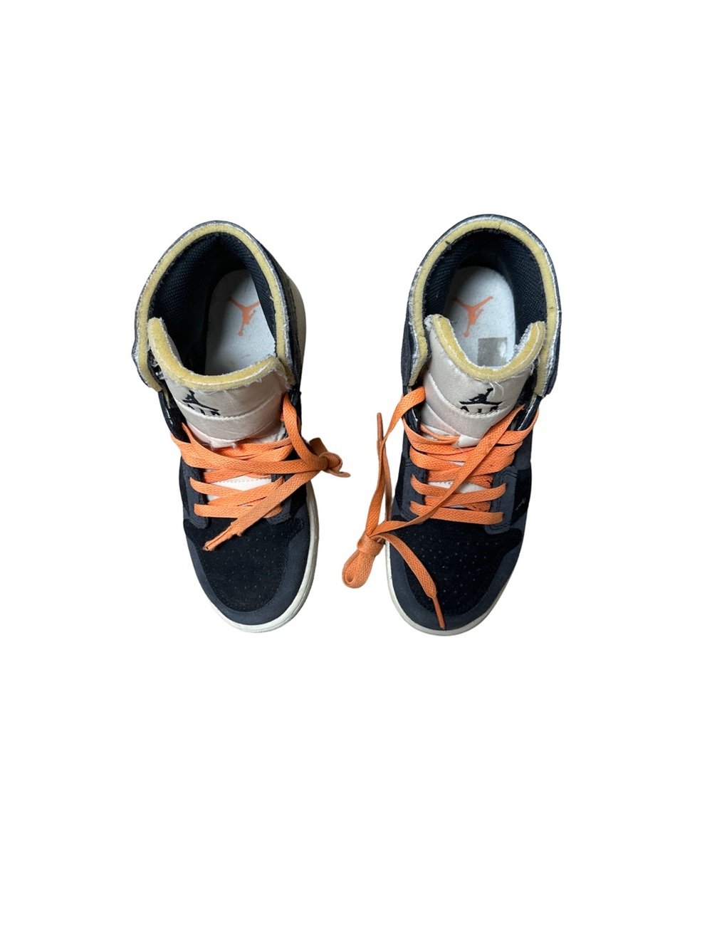 Nike Air Jordan Kids High-Top Sneakers in Navy and Orange Size 4Y